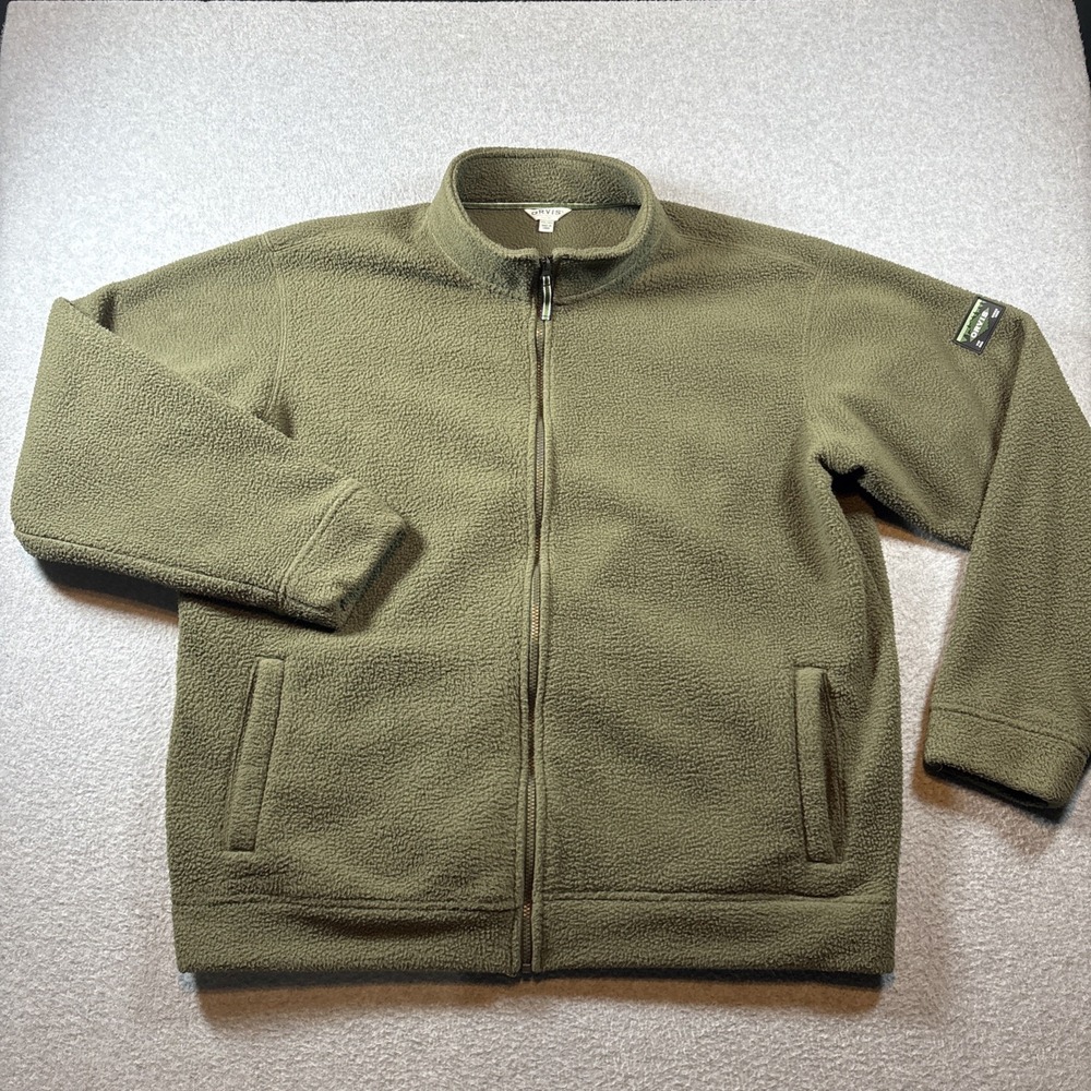 ORVIS Men's Green Full Zip Fleece Jacket Sz 2XL Hiking Outdoors